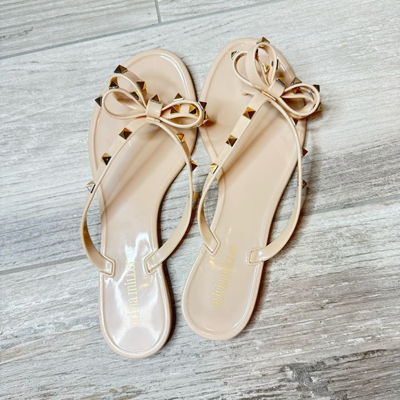 OLIVIA MILLER Rock Studded Flip Flops Size 9 - Picture 3 of 5